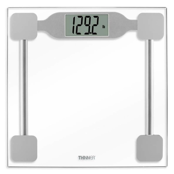 Thinner by Conair Digital Precision Glass Bathroom Scale in Silver - Picture 2 of 4